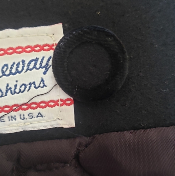 Vintage FREEWAY FASHIONS black coat wool blend size 12 Made In USA EUC Lined - Picture 9 of 13